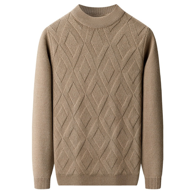 Men’s Warm Half-Turtleneck Knit Sweater