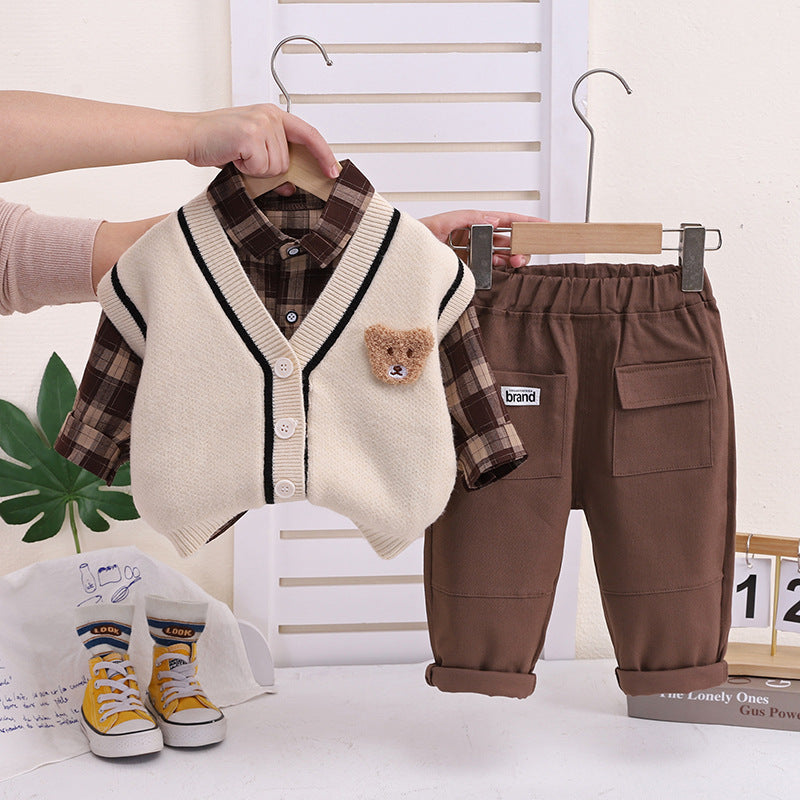 Baby Boys’ Fashion 3-Piece Bear Vest Set