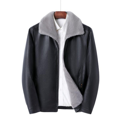 Men’s Fur-Lined Leather Casual Jacket