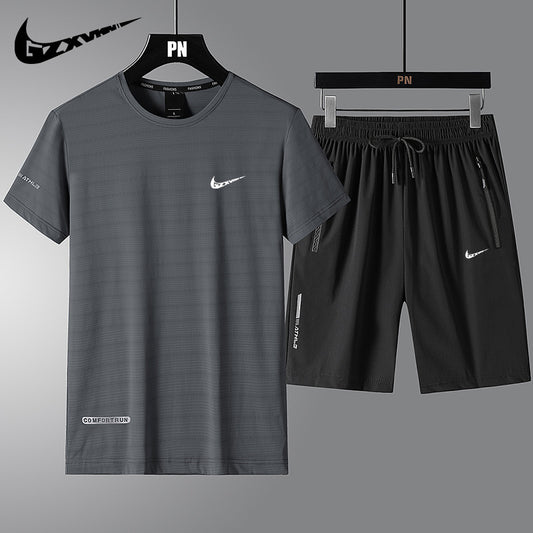 Men’s Ice Silk Quick-Dry T-Shirt & Shorts Set