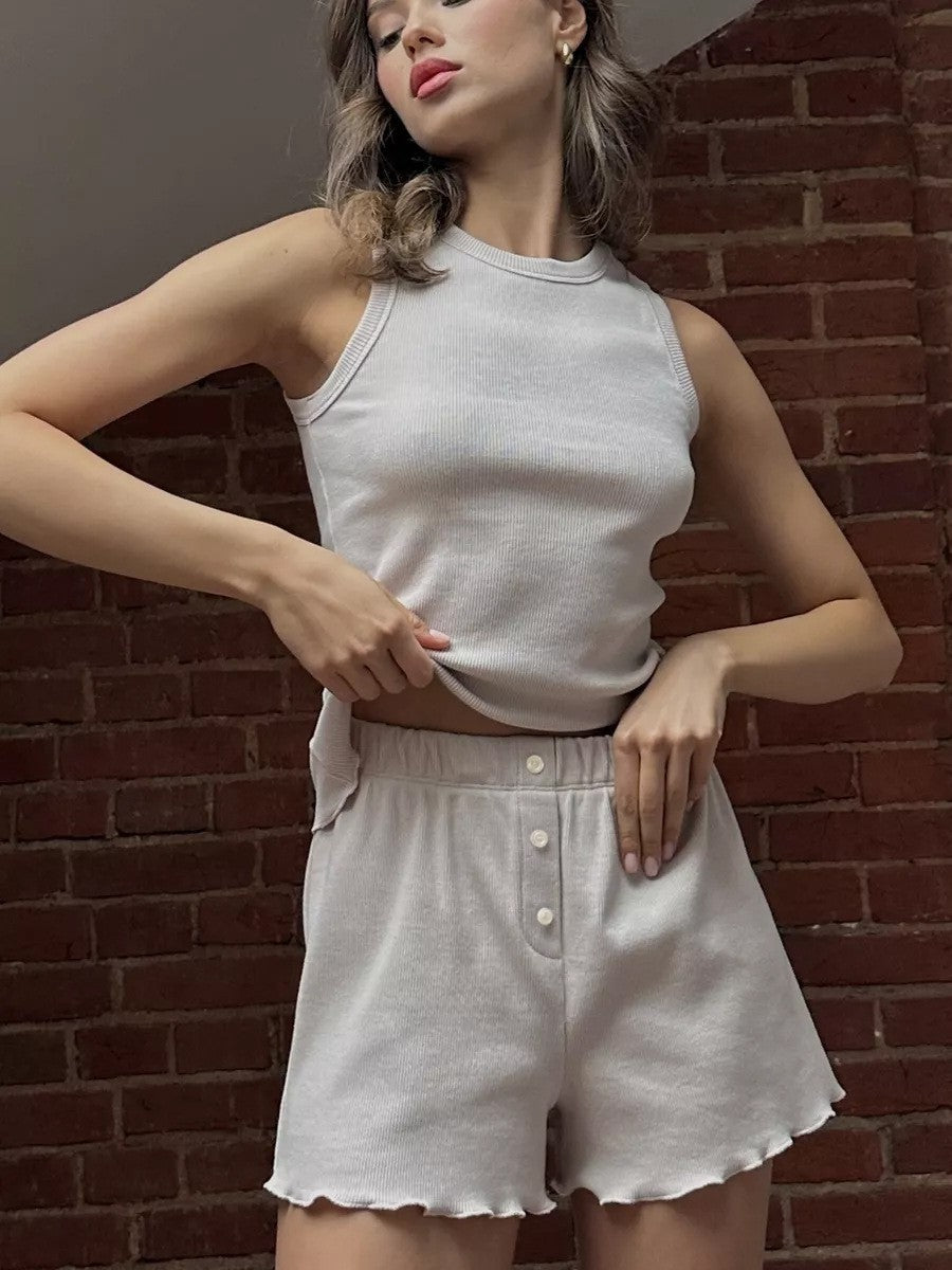 Women’s Solid Color Vest & Shorts Pajama Set