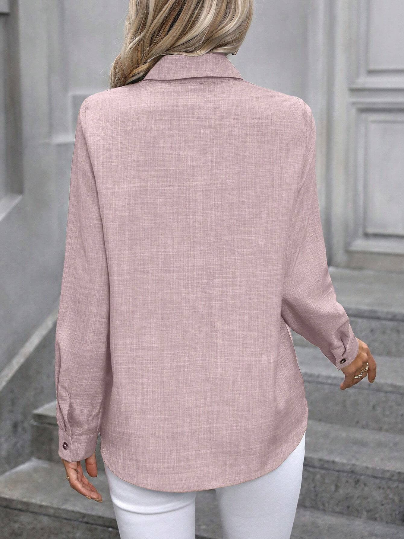 Women’s Color Block Lapel Long Sleeve Casual Lapel Lining