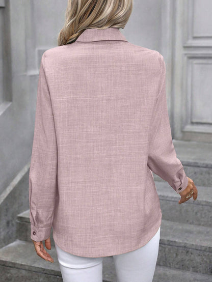 Women’s Color Block Lapel Long Sleeve Casual Lapel Lining