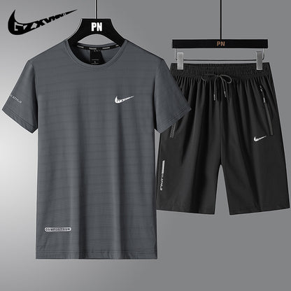 Men’s Ice Silk Quick-Dry T-Shirt & Shorts Set