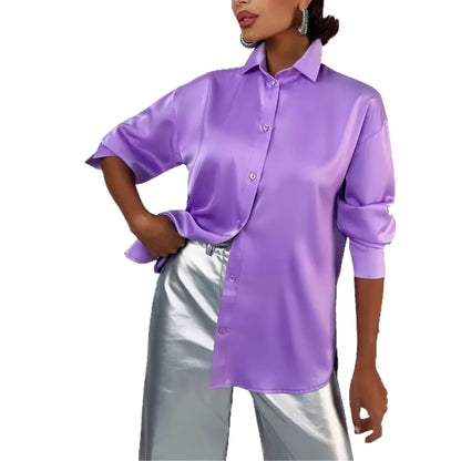 Women’s Satin Elegant Long Sleeve Shirt