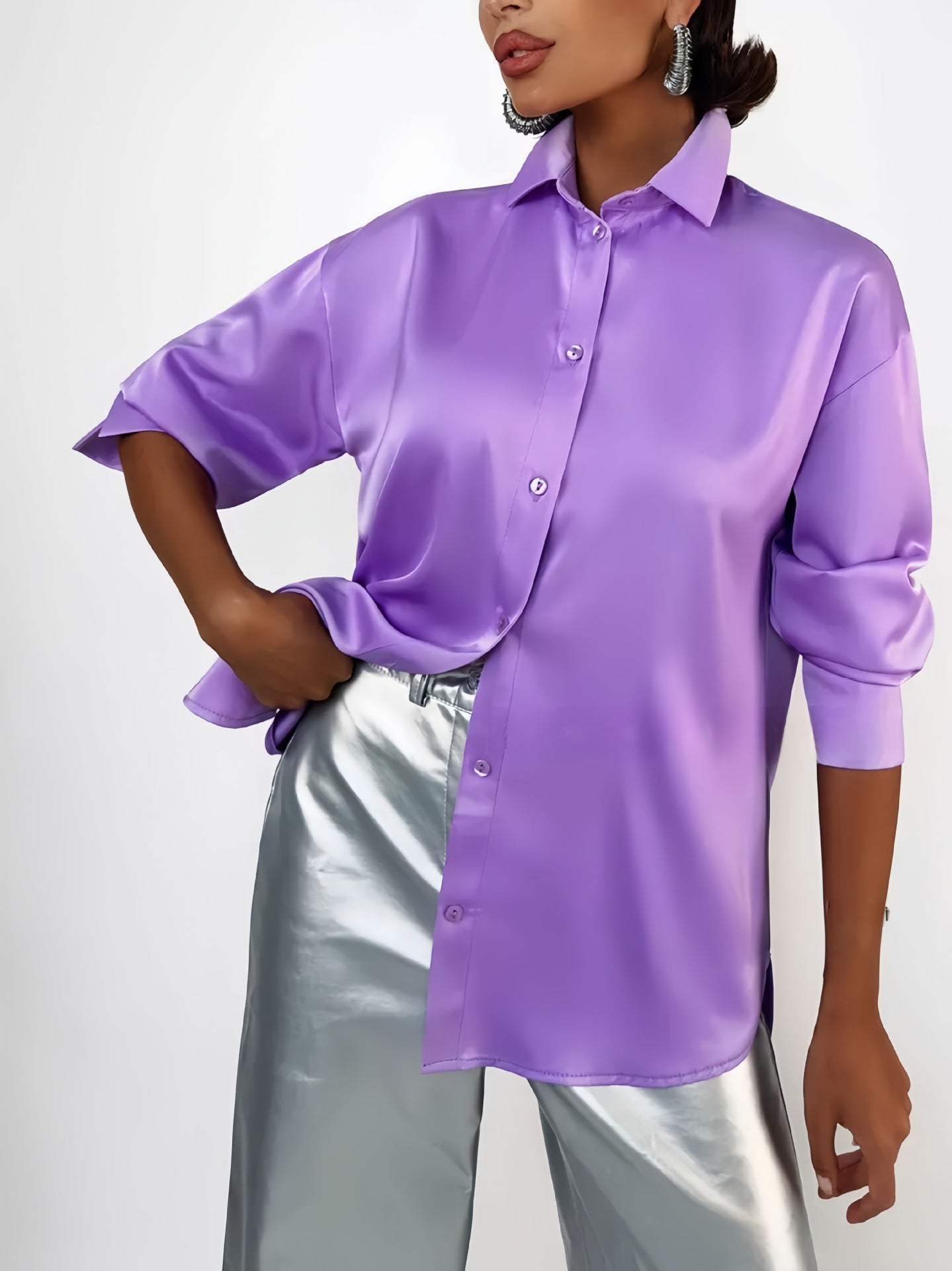 Women’s Satin Elegant Long Sleeve Shirt