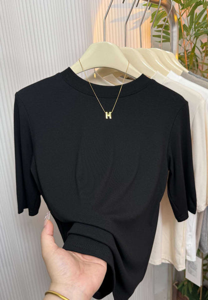 Women’s Stretch Cotton Half High-Neck Mid Sleeve Base Shirt