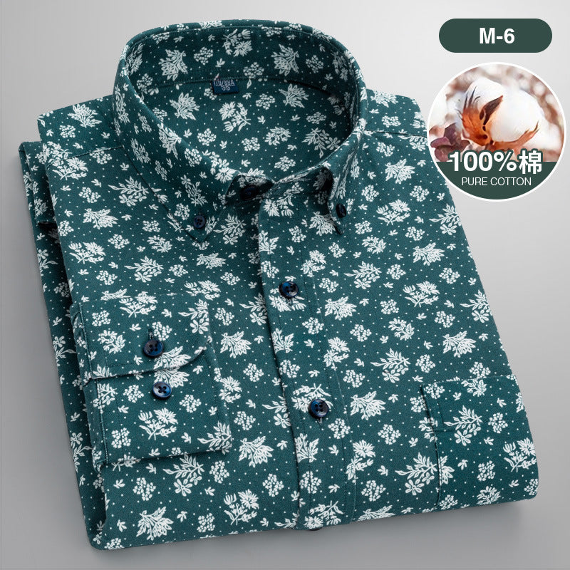 Men’s Cotton Floral Print Long Sleeve Shirt