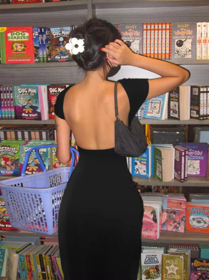 Women’s Stretch Short Sleeve Bodycon Maxi Dress