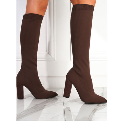 Women’s Stretch Knee-High Thick Heel Boots