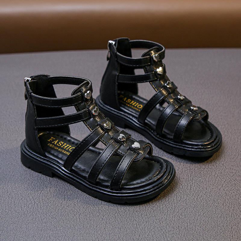 Girls’ Rivet Detail Roman Princess Sandals