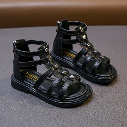 Girls’ Rivet Detail Roman Princess Sandals