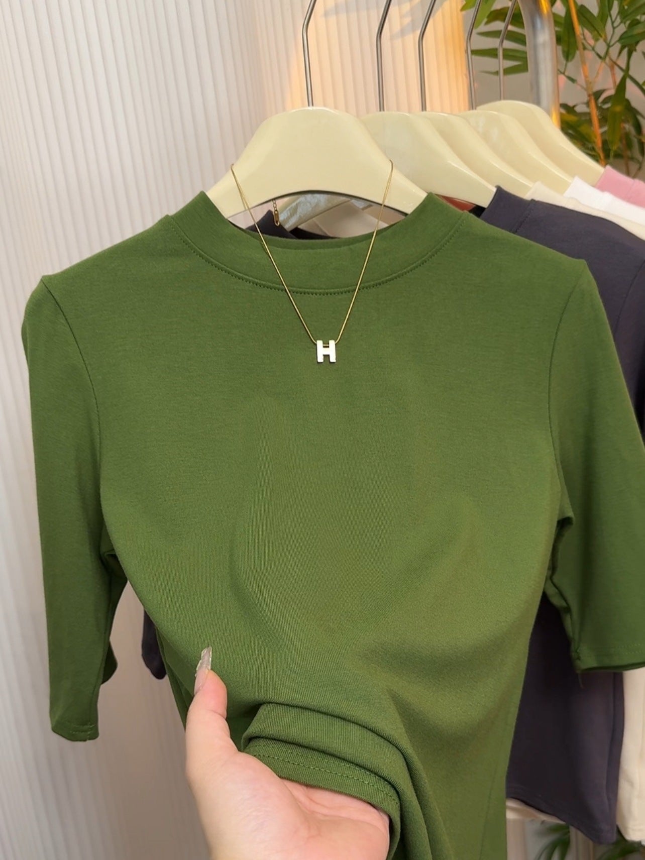 Women’s Stretch Cotton Half High-Neck Mid Sleeve Base Shirt