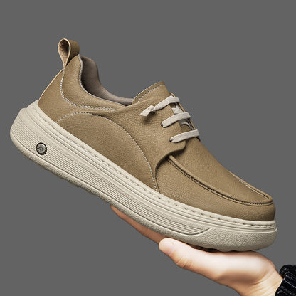 Men’s British-Style Thick-Sole Leather Sneakers