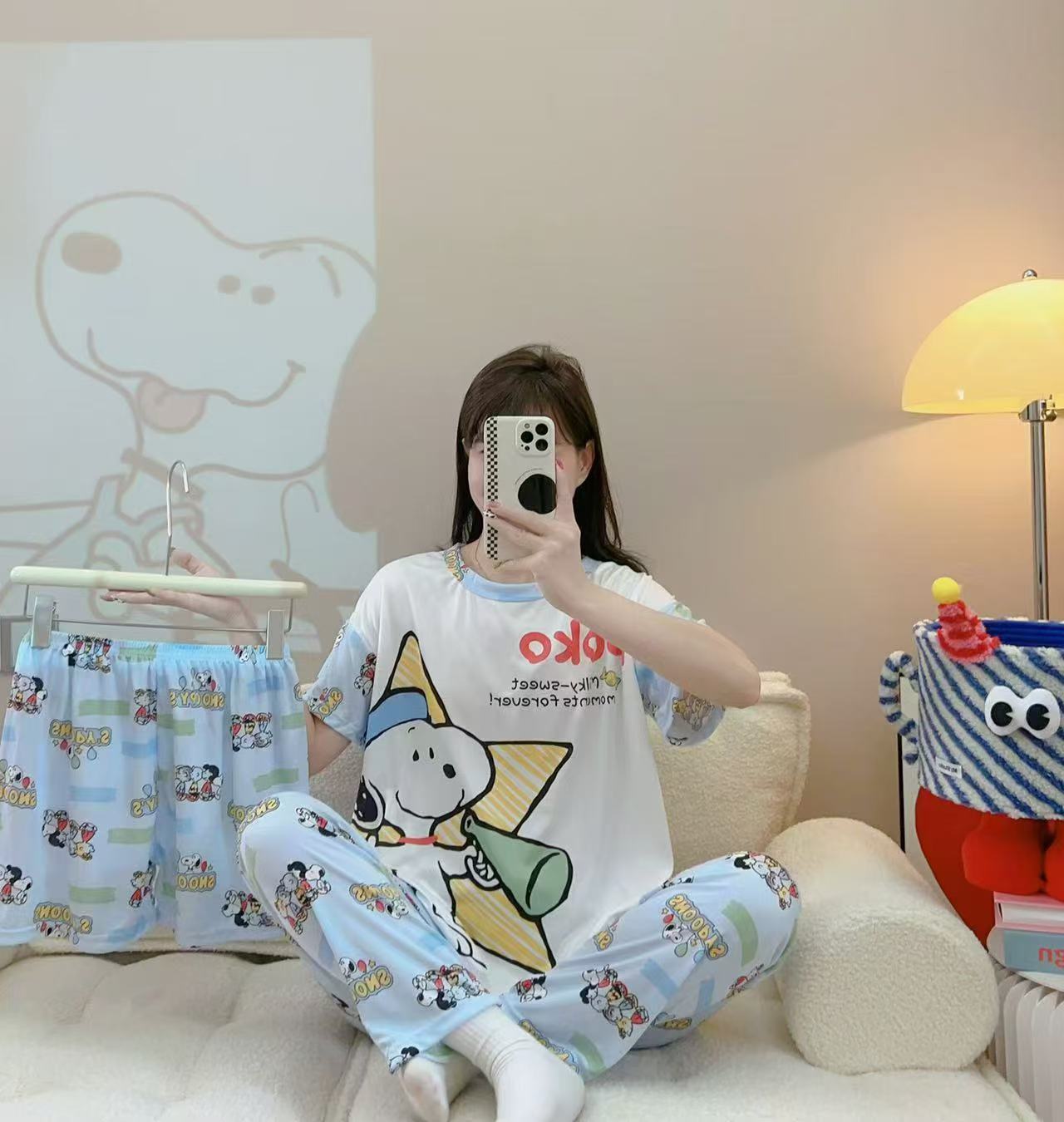 Women’s Double-Sided Milk Silk Cartoon Pajama Set (3-Piece)