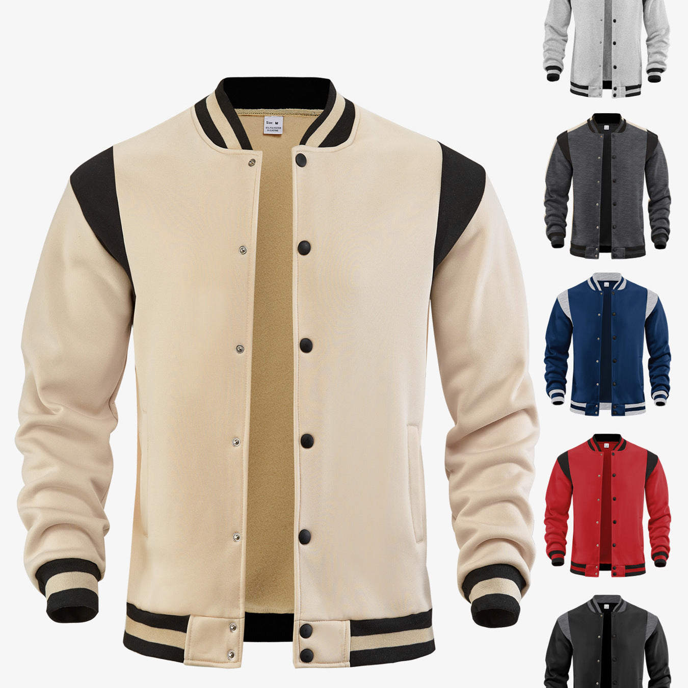 Men’s Stand Collar Fleece Baseball Jacket