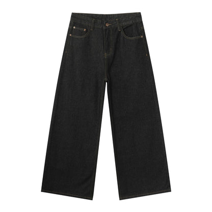 Men’s Washed Loose Straight Wide-Leg Jeans