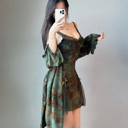 Women’s Printed Plus Size Nightgown & Robe Set