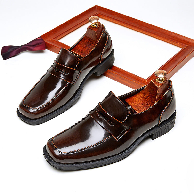 Men’s British Style Shiny Leather Slip-On Loafers