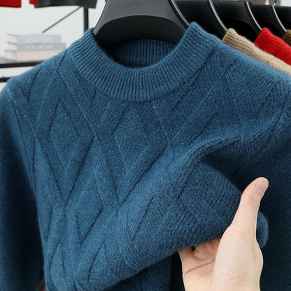 Men’s Warm Half-Turtleneck Knit Sweater