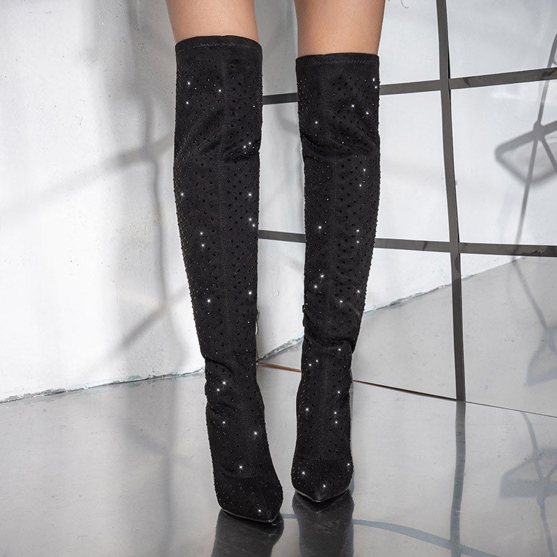 Women’s Rhinestone High-Heel Fashion Boots