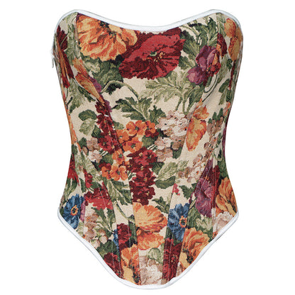 Women’s Vintage Print Corset Tube Top
