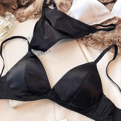 Women’s Leopard Print Seamless Satin Bra Set