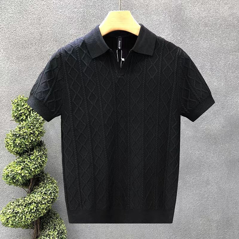 Men’s Contrast Collar Knitted Polo Shirt