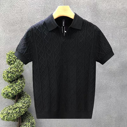 Men’s Contrast Collar Knitted Polo Shirt