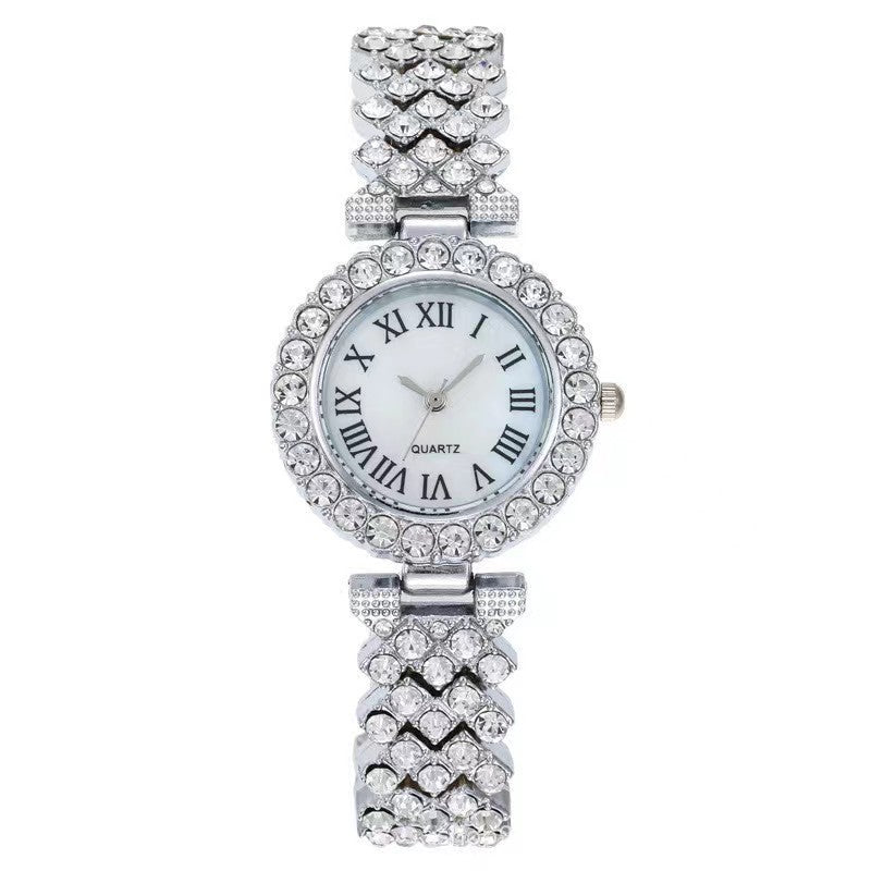 Women’s Diamond Roman Bracelet Watch Set