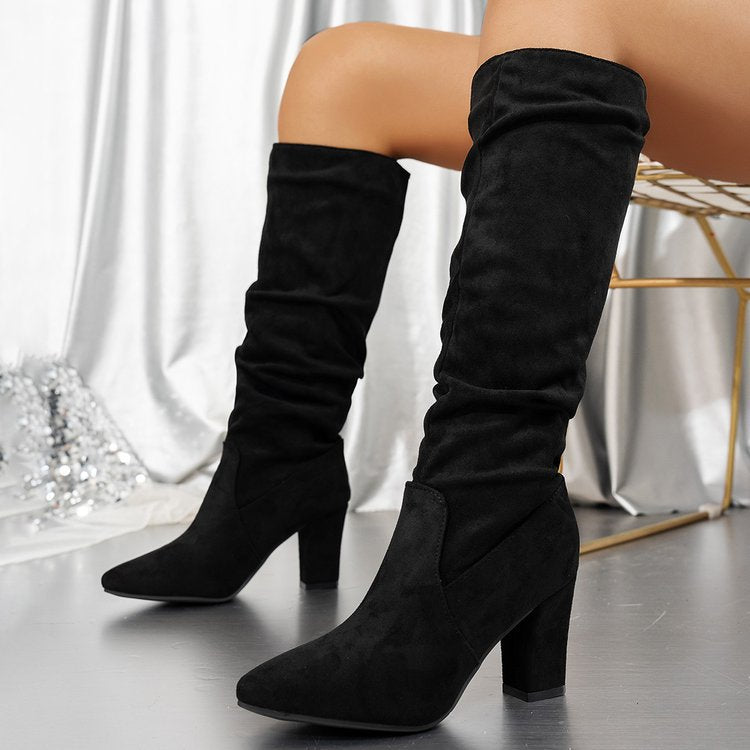 Women’s Pointed-Toe Block Heel Fashion Boots