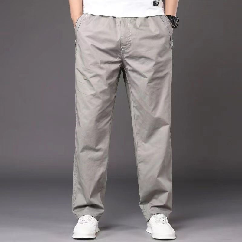 Men’s Plus Size Pure Cotton Straight-Leg Casual Pants