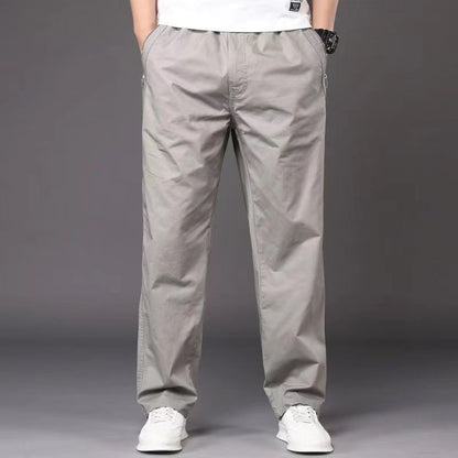 Men’s Plus Size Pure Cotton Straight-Leg Casual Pants
