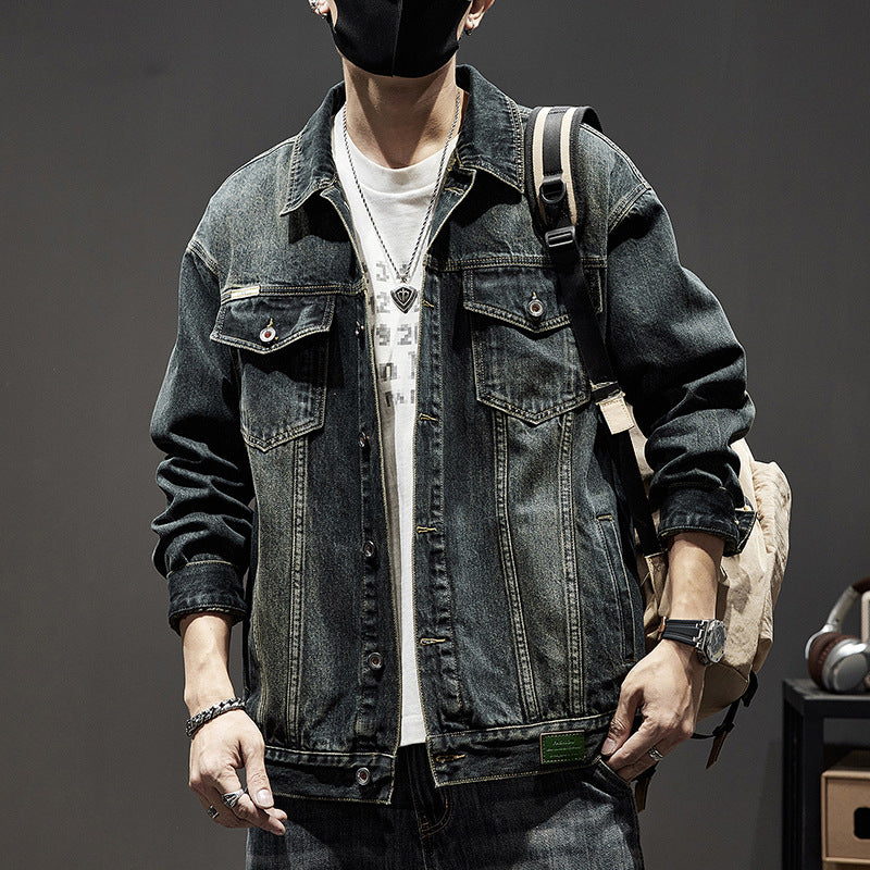 Men’s Plus Size Heavyweight Retro Denim Jacket