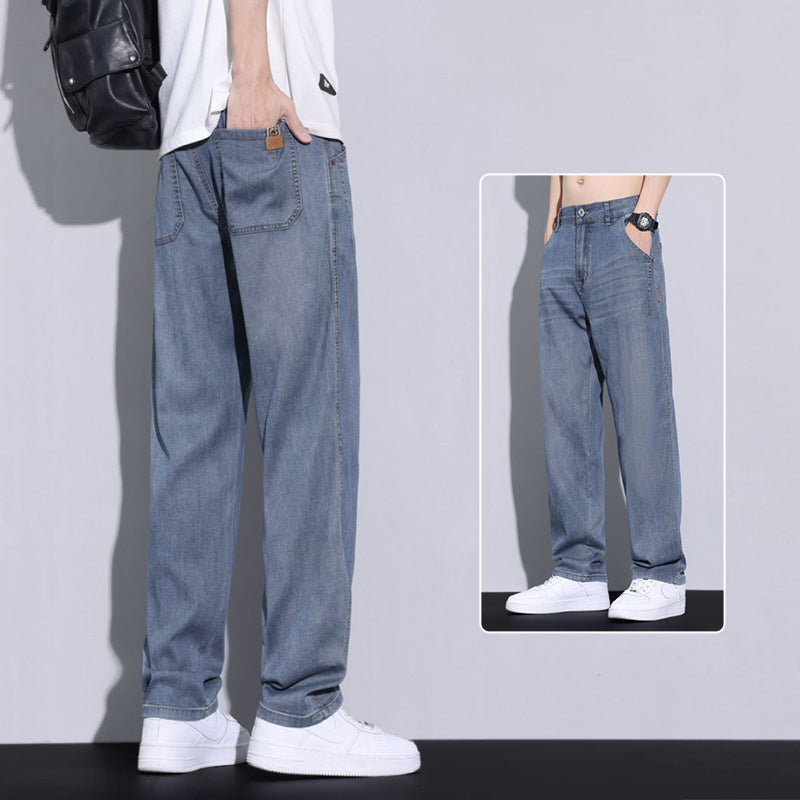 Men’s Tencel Ice Silk Retro Wide-Leg Jeans