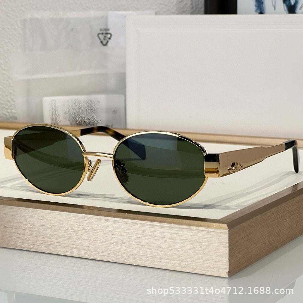CL new Arc de Triomphe fashion sunglasses for women, 40235, influencer style, metal oval frame Zeiss lens sunglasses