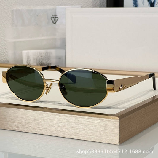 CL new Arc de Triomphe fashion sunglasses for women, 40235, influencer style, metal oval frame Zeiss lens sunglasses