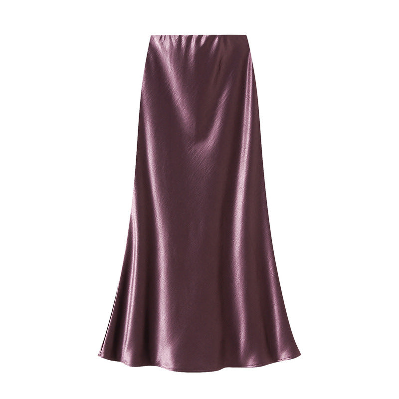 Women’s Pleated Satin Fishtail Maxi Skirt