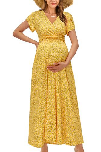 Women’s Floral Chiffon Maternity & Nursing Maxi Dress