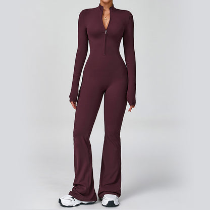Women’s Zip-Up Long Sleeve Fitness Bodysuit