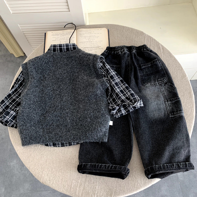 Boys’ Vest, Shirt & Jeans 3-Piece Set