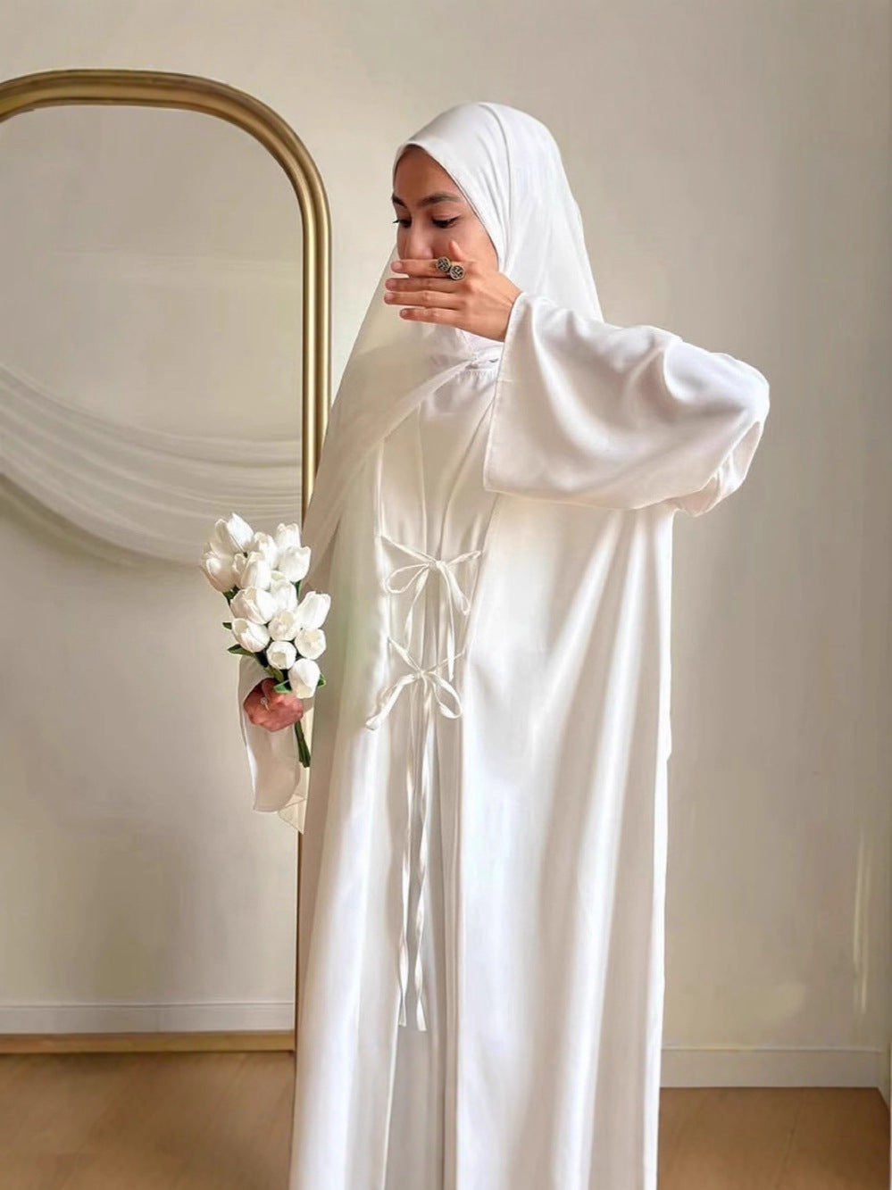 Women’s Satin Lace-Up Cardigan & Dress Set