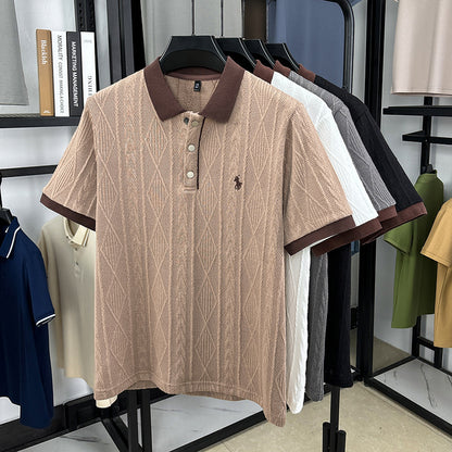 Men’s Jacquard Embroidered Knitted Polo Shirt