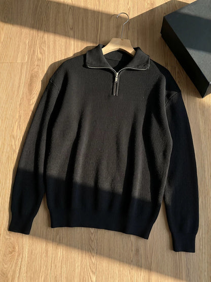 Men’s Half-Zip Stand Collar Knit Sweater