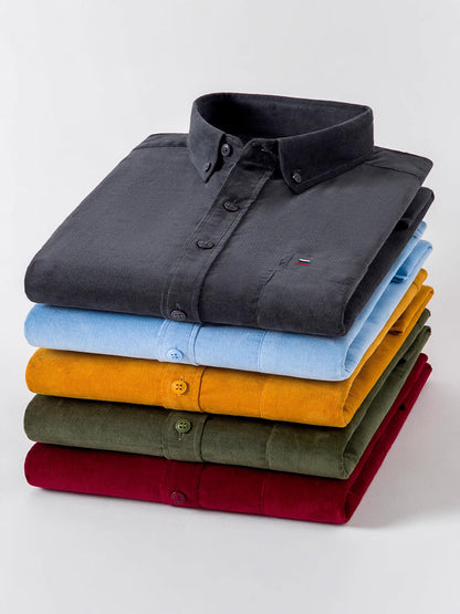 Men’s 100% Cotton Corduroy Long Sleeve Shirt