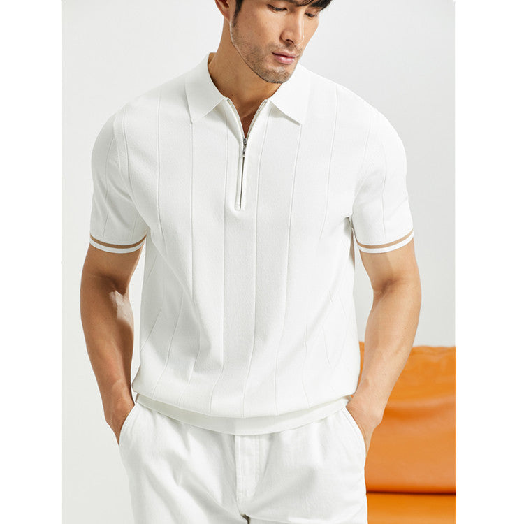 Men’s Ice Silk Mock Neck Knit Shirt