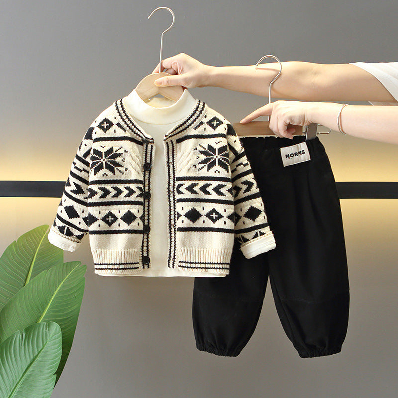 Boys’ Sweater Jacket 3-Piece Outfit Set