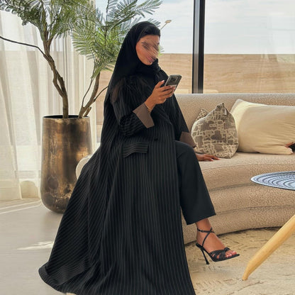 Women’s Striped Long Cardigan Abaya