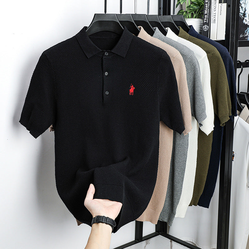 Men’s Ice Silk Embroidered Polo Shirt