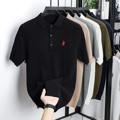 Men’s Ice Silk Embroidered Polo Shirt